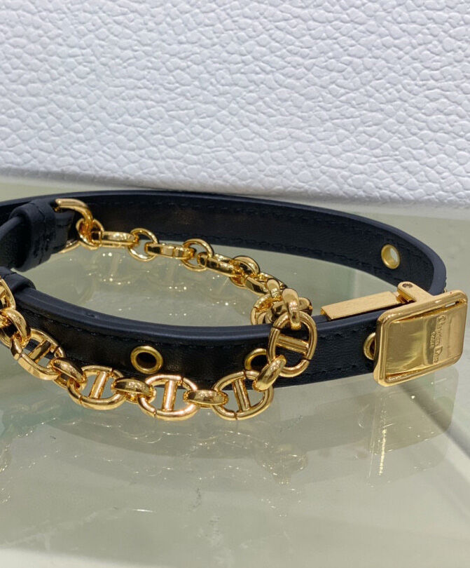 Christian Dior Caro Colle Noire Clutch With Chain